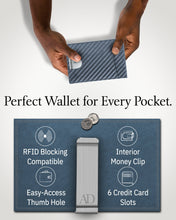 Charger l'image dans la galerie, Genuine Leather Slim Money Clip Wallet – 7 Card Slots, RFID Blocking
