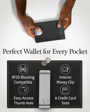 Charger l'image dans la galerie, Genuine Leather Slim Money Clip Wallet – 7 Card Slots, RFID Blocking