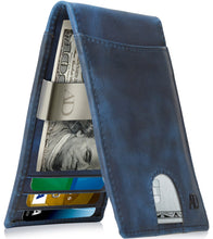 Charger l'image dans la galerie, Genuine Leather Slim Money Clip Wallet – 7 Card Slots, RFID Blocking