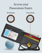 Cargar imagen en el visor de la galería, Genuine Leather Pull-Strap Bifold Wallet – Holds 7 Cards, RFID Blocking