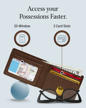 Cargar imagen en el visor de la galería, Genuine Leather Pull-Strap Bifold Wallet – Holds 7 Cards, RFID Blocking