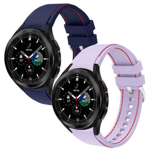Load image into Gallery viewer, Samsung Galaxy Watch 4 with 20mm Silicone Sports Bracelet in navy and lavender colors, designed for 46mm and 42mm models.