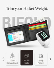Cargar imagen en el visor de la galería, Genuine Leather Slim Bifold Wallet – ID Window, RFID Blocking