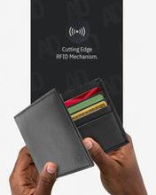 Cargar imagen en el visor de la galería, Genuine Leather Slim Bifold Wallet – ID Window, RFID Blocking