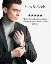 Cargar imagen en el visor de la galería, Genuine Leather Slim Bifold Wallet – ID Window, RFID Blocking