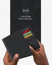 Cargar imagen en el visor de la galería, Genuine Leather Slim Bifold Wallet – ID Window, RFID Blocking