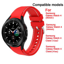 Load image into Gallery viewer, Red silicone sports band for Samsung Galaxy Watch 4, compatible with 40mm, 42mm, 44mm, and 46mm models.