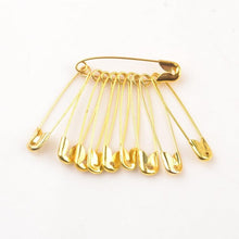 Load image into Gallery viewer, Gold heavy duty safety pins for sewing and crafts, perfect for fabrics, offering both functionality and style in one versatile set.
