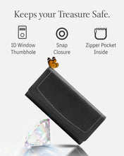 Charger l'image dans la galerie, Genuine Leather Accordion Clutch – Removable Checkbook Holder, RFID Blocking
