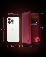 Cargar imagen en el visor de la galería, Genuine Leather Checkbook Cover – Card Slots, RFID Blocking