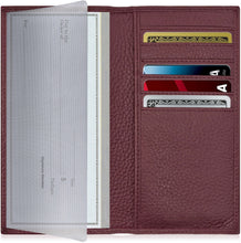 Cargar imagen en el visor de la galería, Genuine Leather Checkbook Cover – Card Slots, RFID Blocking