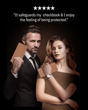 Cargar imagen en el visor de la galería, Genuine Leather Checkbook Cover – Card Slots, RFID Blocking