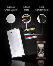 Cargar imagen en el visor de la galería, Genuine Leather Checkbook Cover – Card Slots, RFID Blocking