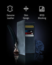 Cargar imagen en el visor de la galería, Genuine Leather Checkbook Cover – Card Slots, RFID Blocking