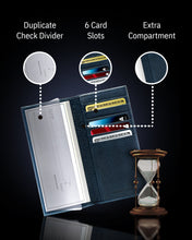 Cargar imagen en el visor de la galería, Genuine Leather Checkbook Cover – Card Slots, RFID Blocking