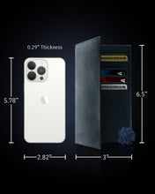 Cargar imagen en el visor de la galería, Genuine Leather Checkbook Cover – Card Slots, RFID Blocking