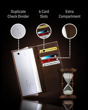 Cargar imagen en el visor de la galería, Genuine Leather Checkbook Cover – Card Slots, RFID Blocking
