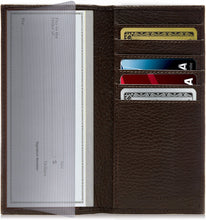 Cargar imagen en el visor de la galería, Genuine Leather Checkbook Cover – Card Slots, RFID Blocking