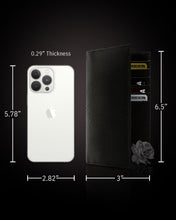 Cargar imagen en el visor de la galería, Genuine Leather Checkbook Cover – Card Slots, RFID Blocking