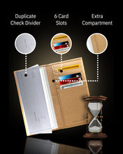Cargar imagen en el visor de la galería, Genuine Leather Checkbook Cover – Card Slots, RFID Blocking