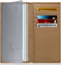 Cargar imagen en el visor de la galería, Genuine Leather Checkbook Cover – Card Slots, RFID Blocking