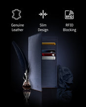 Cargar imagen en el visor de la galería, Genuine Leather Checkbook Cover – Card Slots, RFID Blocking