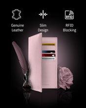 Cargar imagen en el visor de la galería, Genuine Leather Checkbook Cover – Card Slots, RFID Blocking