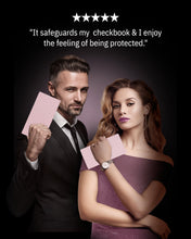 Cargar imagen en el visor de la galería, Genuine Leather Checkbook Cover – Card Slots, RFID Blocking