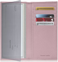 Cargar imagen en el visor de la galería, Genuine Leather Checkbook Cover – Card Slots, RFID Blocking