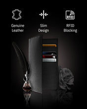Cargar imagen en el visor de la galería, Genuine Leather Checkbook Cover – Card Slots, RFID Blocking