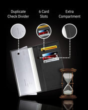 Cargar imagen en el visor de la galería, Genuine Leather Checkbook Cover – Card Slots, RFID Blocking