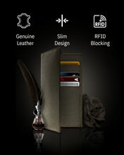 Cargar imagen en el visor de la galería, Genuine Leather Checkbook Cover – Card Slots, RFID Blocking