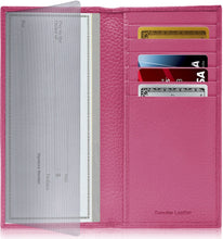 Cargar imagen en el visor de la galería, Genuine Leather Checkbook Cover – Card Slots, RFID Blocking