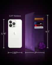 Cargar imagen en el visor de la galería, Genuine Leather Checkbook Cover – Card Slots, RFID Blocking
