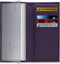 Cargar imagen en el visor de la galería, Genuine Leather Checkbook Cover – Card Slots, RFID Blocking