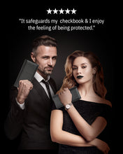 Cargar imagen en el visor de la galería, Genuine Leather Checkbook Cover – Card Slots, RFID Blocking