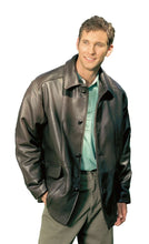 Load image into Gallery viewer, REED Men's Premium Four Button Car Coat Leather Jacket in brown, featuring a classic design and quality leather craftsmanship.