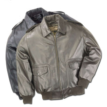 Load image into Gallery viewer, REED Men's Bomber Leather Jacket, classic USA union-made design, genuine leather in brown and black, crafted for durability and style.