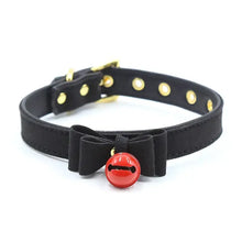 Load image into Gallery viewer, Elegant leather collar choker with a red bell, showcasing durable craftsmanship and whimsical style, perfect for any fashion trend.