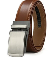 Load image into Gallery viewer, No Holes Cowhide Leather Belt with adjustable design, crafted from premium cowhide for a perfect fit, highlighting comfort and durability.