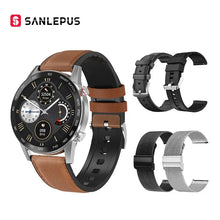 Load image into Gallery viewer, Business Smart Watch with leather band and interchangeable straps, compatible with iOS and Android. Premium technology and elegant design.