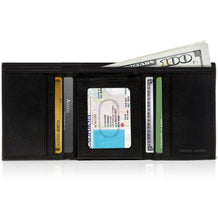 Charger l'image dans la galerie, Genuine Leather Trifold Wallet – Flip-Up Dual ID Windows, RFID Blocking