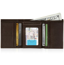 Charger l'image dans la galerie, Genuine Leather Trifold Wallet – Flip-Up Dual ID Windows, RFID Blocking