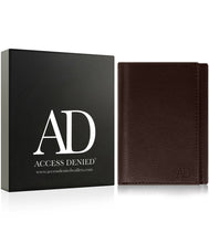 Charger l'image dans la galerie, Genuine Leather Trifold Wallet – Flip-Up Dual ID Windows, RFID Blocking