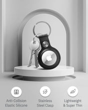 Cargar imagen en el visor de la galería, Genuine Leather AirTag Keychain – Protective Holder with Metal Ring