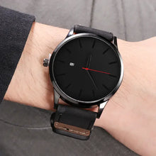 Cargar imagen en el visor de la galería, Unisex Leather Quartz Watch with Vegan Leather Strap - Elegant and Functional Design