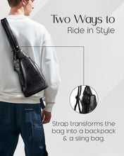 Charger l'image dans la galerie, Genuine Leather Sling Bag – Crossbody, Hidden AirTag Pocket