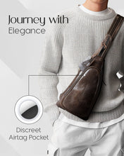 Charger l'image dans la galerie, Genuine Leather Sling Bag – Crossbody, Hidden AirTag Pocket
