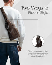 Charger l'image dans la galerie, Genuine Leather Sling Bag – Crossbody, Hidden AirTag Pocket