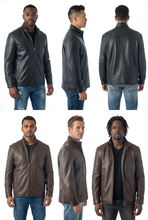 Load image into Gallery viewer, Collage of a man wearing a leather jacket from different angles on a white background